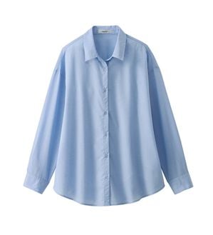 BELLUNA（ベルーナ）の「麻入りイージーケアゆったりシャツ（シャツ）」｜サックス