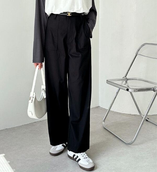 GeeRA（ジーラ）の「コットンワイドベイカーパンツ（フルレングスパンツ）」｜詳細画像