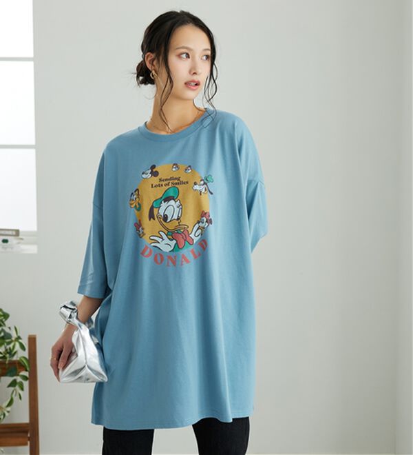 BELLUNA（ベルーナ）の「＜Ｄｉｓｎｅｙ＞【ドナルドダック】ビッグ7分袖プリントTシャツ（Tシャツ）」｜詳細画像