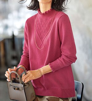 66682　スーナウーナ　アンゴラ入りビーズ付き半袖ニット　紫　サイズ38 66682スーナウーナアンゴラ入りビーズ付き半袖ニット紫サイズ38