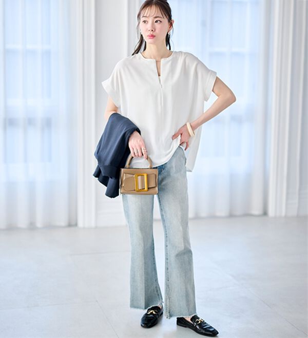 RANAN（ラナン）の「【汗シミ防止】ひんやり&防シワ前後2WAYハーフジップブラウス（ブラウス）」｜詳細画像