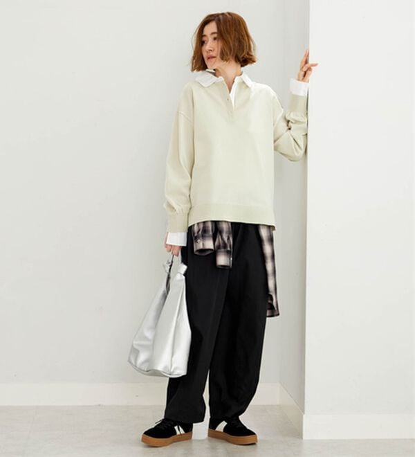 BELLUNA（ベルーナ）の「シャツ衿使いニットプルオーバー（ニット・セーター）」｜詳細画像