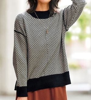 BELLUNA（ベルーナ）の「幾何柄ジャカードニットプルオーバー（ニット・セーター）」｜詳細画像