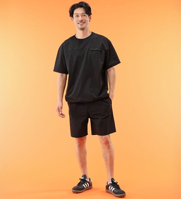 「＜コムルヴァン・オム＞　裾ドロストイージーケアセットアップ・パンツ（メンズハーフパンツ）」｜詳細画像