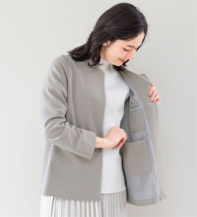 ルフラン（ルフラン）の「ポケットが嬉しいストレッチジャケット（ノーカラージャケット）」