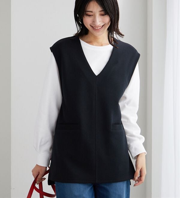 BELLUNA（ベルーナ）の「静電気防止インナー付Ｖネックベストアンサンブル（アンサンブル）」｜詳細画像