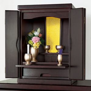 「天然木お買得コンパクト仏壇（仏壇・仏具）」｜ダークブラウン