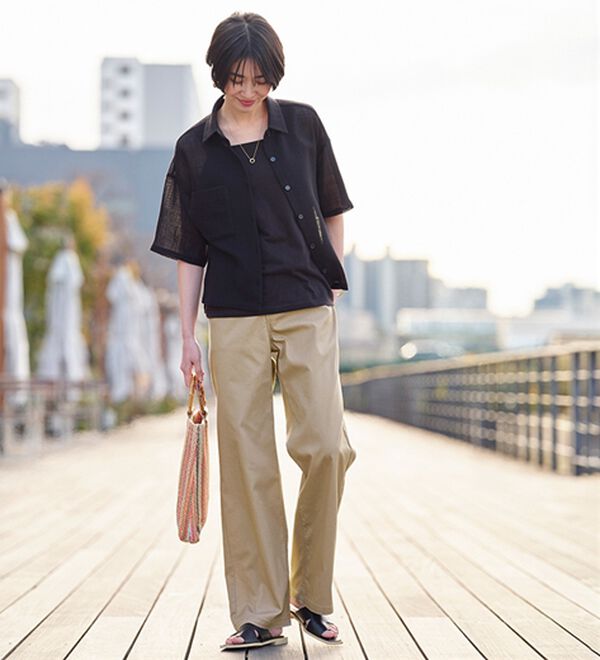 BELLUNA（ベルーナ）の「新感覚！メッシュデニムワイドパンツ（フルレングスパンツ）」｜詳細画像