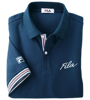 「＜フィラ＞キシリトール加工ワッフルデザインポロ（メンズポロシャツ）」｜ネイビー