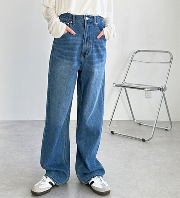 GeeRA（ジーラ）の「ハイウエストストレートデニム（ワイドパンツ・ガウチョ）」｜詳細画像