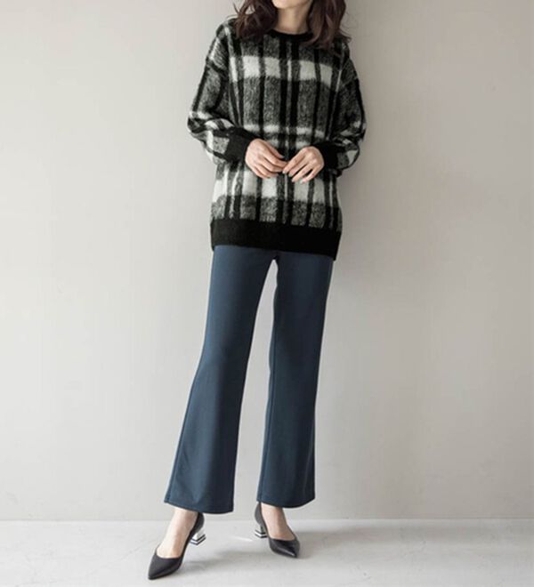 RANAN（ラナン）の「チェック柄ふんわり起毛ニット（チュニック）」｜詳細画像