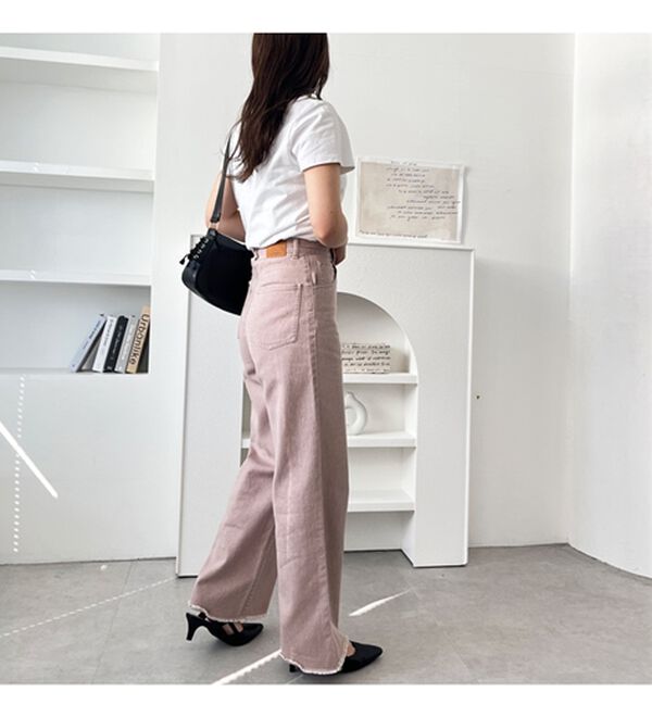 GeeRA（ジーラ）の「オリジナルパッチハイウエストデニム（ワイドパンツ・ガウチョ）」｜詳細画像