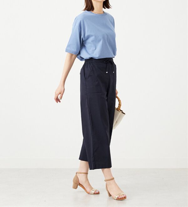 BELLUNA（ベルーナ）の「【店舗・ネット限定】サラリ綿混ベイカーワイドパンツ（ワイドパンツ・ガウチョ）」｜詳細画像