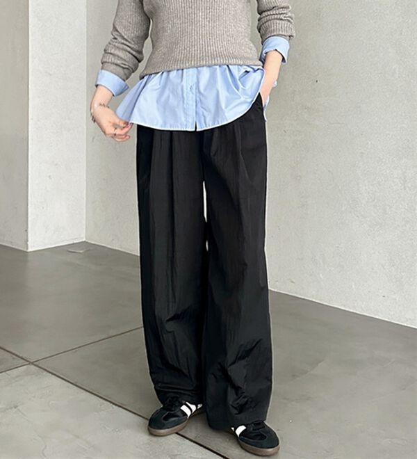 GeeRA（ジーラ）の「さらとろ素材が嬉しい！ダブルタックワイドパンツ（フルレングスパンツ）」｜詳細画像