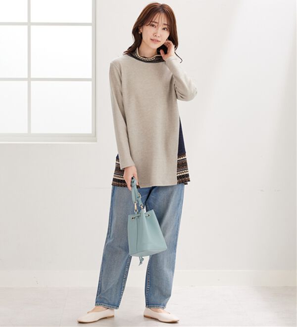 BELLUNA（ベルーナ）の「杢調サイド切替ノルディックチュニック（チュニック）」｜詳細画像