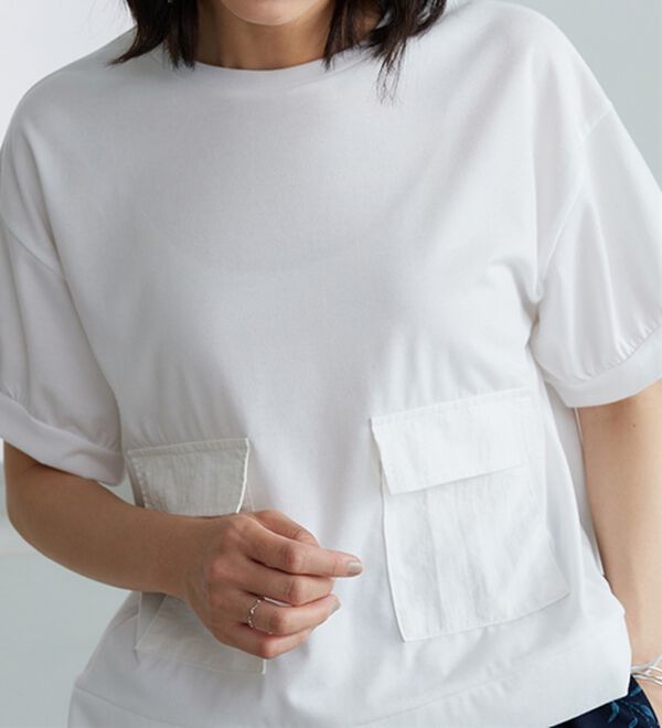 BELLUNA（ベルーナ）の「ビッグポケット付異素材切替プルオーバー（カットソー）」｜詳細画像