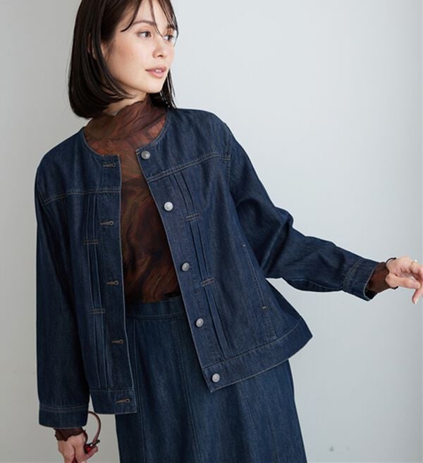 BELLUNA（ベルーナ）の「やわらかデニム素材ノーカラージャケット（その他ジャケット）」｜詳細画像