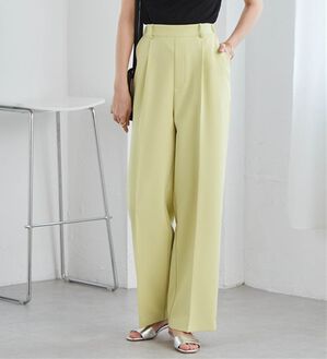 RANAN（ラナン）の「【選べる２丈】機能付！美脚シルエットセンタープレスワイドパンツ（フルレングスパンツ）」｜ライムイエロー