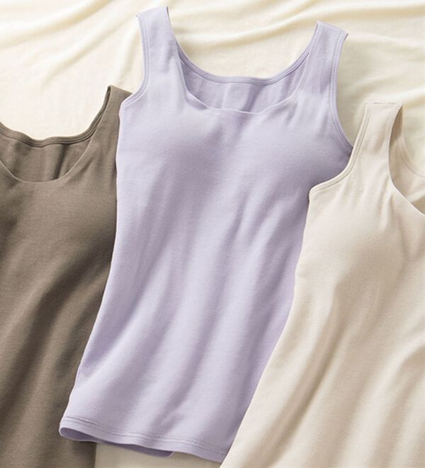 「素肌よろこぶオーガニックコットンブラキャミ（肌着・インナーウェア）」｜ラベンダー