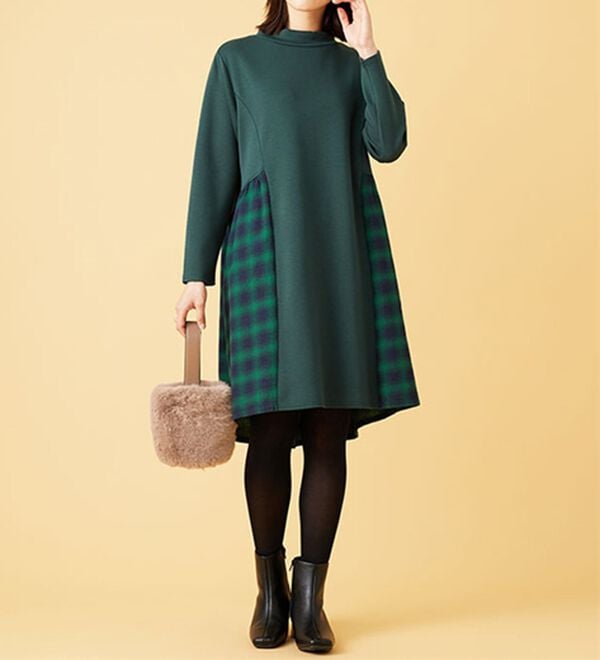 BELLUNA（ベルーナ）の「【Ｌａｇｒｉｌｕａ】チェック切替チュニックワンピース（チュニック）」｜詳細画像