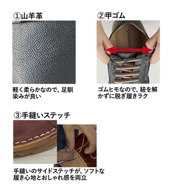 「柔らか山羊革４Ｅ　甲ゴムウォーキング（スニーカー）」｜詳細画像