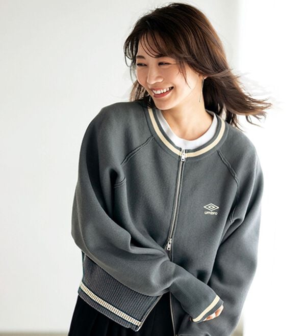 BELLUNA（ベルーナ）の「【ＵＭＢＲＯ】配色ライン使いダブルジップジャケット（その他ジャケット）」｜チャコール