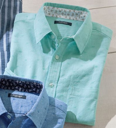 「フレンチリネンブレンドカジュアルシャツ（メンズシャツ）」