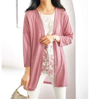 BELLUNA（ベルーナ）の「花柄プリントレースカーディガンアンサンブル（アンサンブル）」｜ローズ系