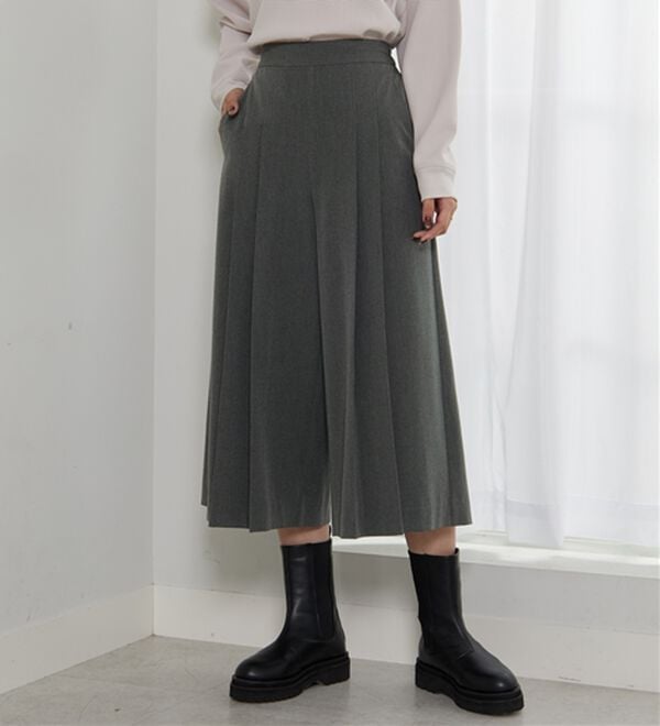 BELLUNA（ベルーナ）の「サマ見えプリーツデザインワイドパンツ（ワイドパンツ・ガウチョ）」｜詳細画像