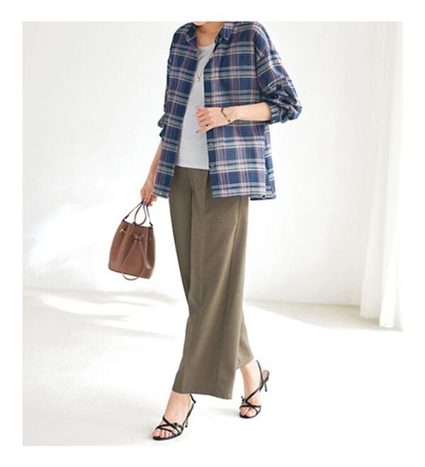 BELLUNA（ベルーナ）の「着るＵＶ対策！綿１００％デザインチェックシャツ（シャツ）」｜詳細画像