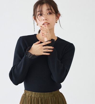 Pierrot（ピエロ）の「選べる袖デザインリブニット（ニット・セーター）」
