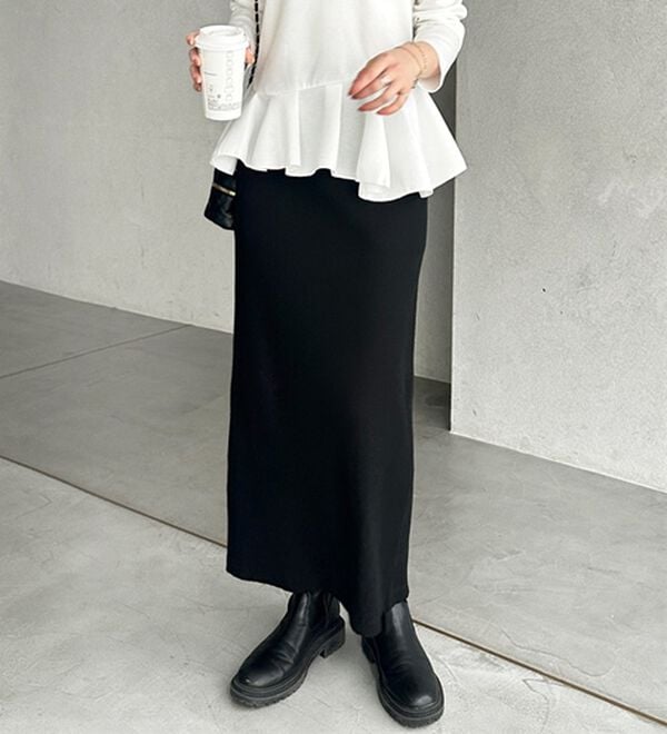 GeeRA（ジーラ）の「【着回し力◎】楽ちんすっきり見え！リブロングスカート（ロングスカート）」｜詳細画像