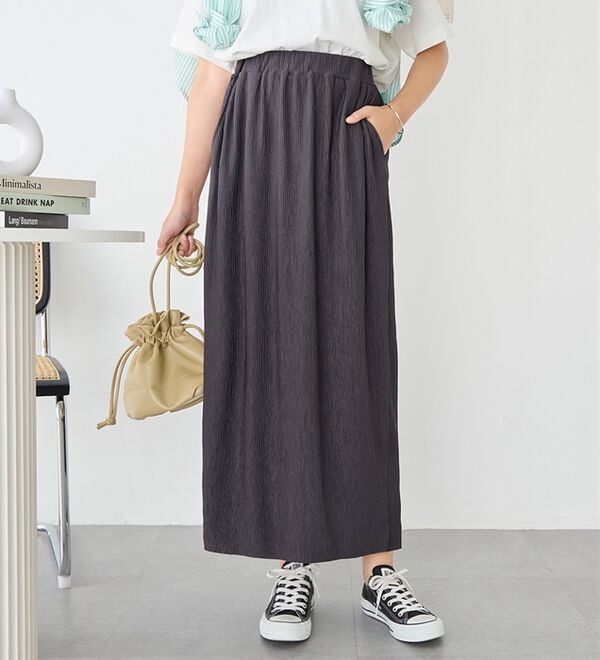 Viola e Viola（ヴィオラ エ ヴィオラ）の「丈切れる！楽ちんジャカードナロースカート（ロングスカート）」｜詳細画像