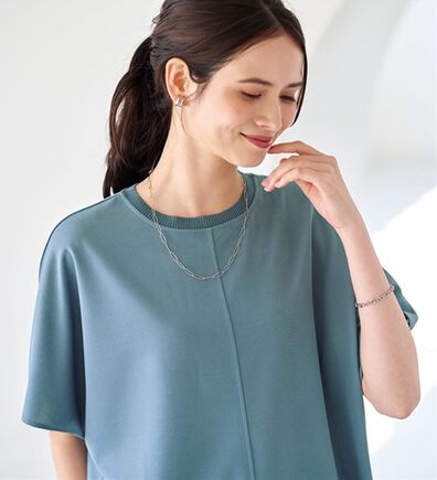 BELLUNA（ベルーナ）の「Ｔシャツ感覚なのにきちんとブラウス見え！カットジョーゼット半袖プルオーバー（カットソー）」