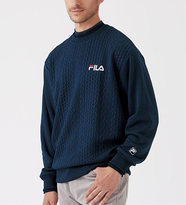 「＜フィラ＞ニット使いフクレジャカードトレーナー（メンズトレーナー）」｜詳細画像