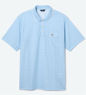 「＜マンシングウェア＞ＳＵＮＳＣＲＥＥＮモノグラムグラフィックプリント半袖ポロ（メンズポロシャツ）」｜サックス