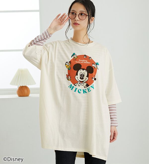BELLUNA（ベルーナ）の「＜Ｄｉｓｎｅｙ＞【ミッキー】ビッグ7分袖プリントTシャツ（Tシャツ）」｜詳細画像