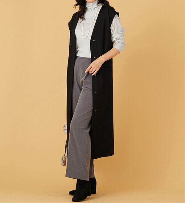 BELLUNA（ベルーナ）の「すっきりキレイ見え！Ｖネックロングジレ（ジレ）」｜詳細画像