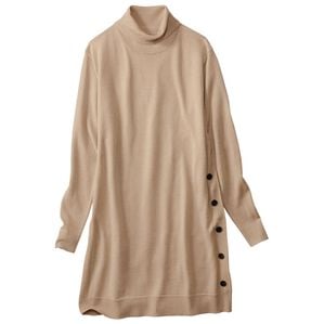 BELLUNA（ベルーナ）の「メリノウール１００％タートルネックチュニック（チュニック）」｜ライトベージュ