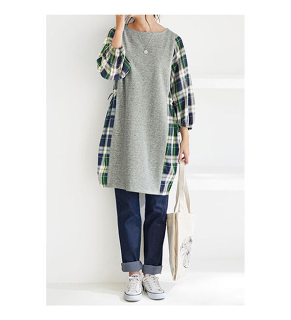 BELLUNA（ベルーナ）の「チェック柄切替２ＷＡＹデザインチュニック（チュニック）」｜詳細画像