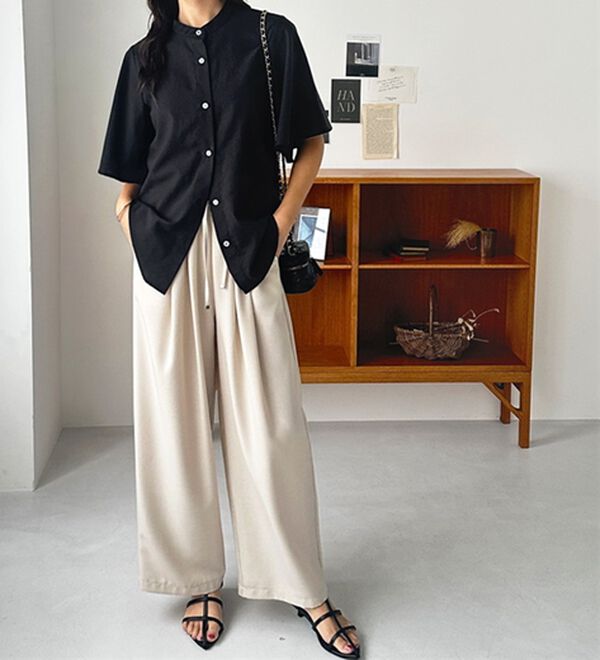 GeeRA（ジーラ）の「フレアー袖バンドカラーブラウス（ブラウス）」｜詳細画像