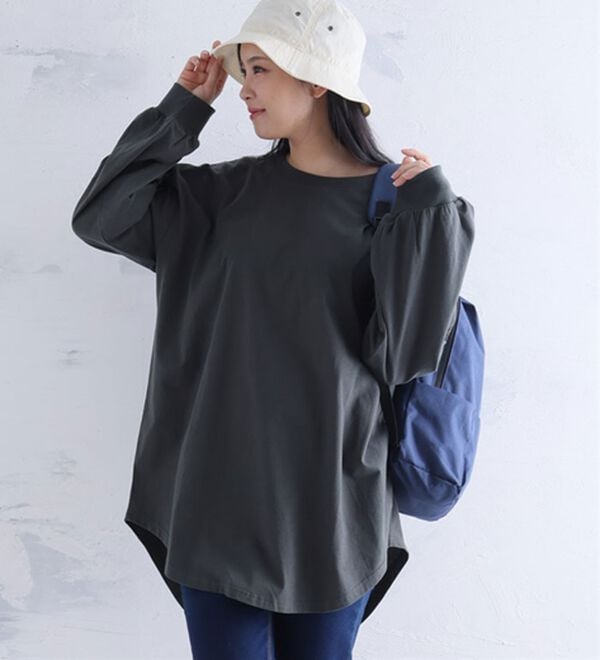 A HAPPY MARILYN（アハッピーマリリン）の「【Ｌ～８Ｌ／選べるデザイン】綿１００％ロングＴシャツ（Tシャツ）」｜詳細画像