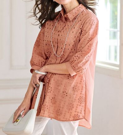 BELLUNA（ベルーナ）の「綿１００％レース柄切替チュニック（チュニック）」