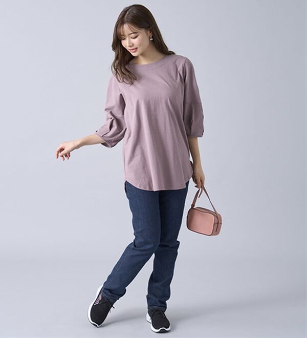 BELLUNA（ベルーナ）の「強撚綿１００％袖デザインプルオーバー（カットソー）」｜詳細画像