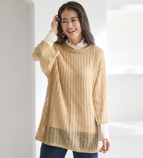 BELLUNA（ベルーナ）の「重ね着を楽しむラメ使い透かし編アンサンブル（アンサンブル）」｜詳細画像