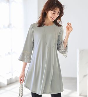 BELLUNA（ベルーナ）の「袖口レース使いカットソーエレガントチュニック（チュニック）」｜詳細画像