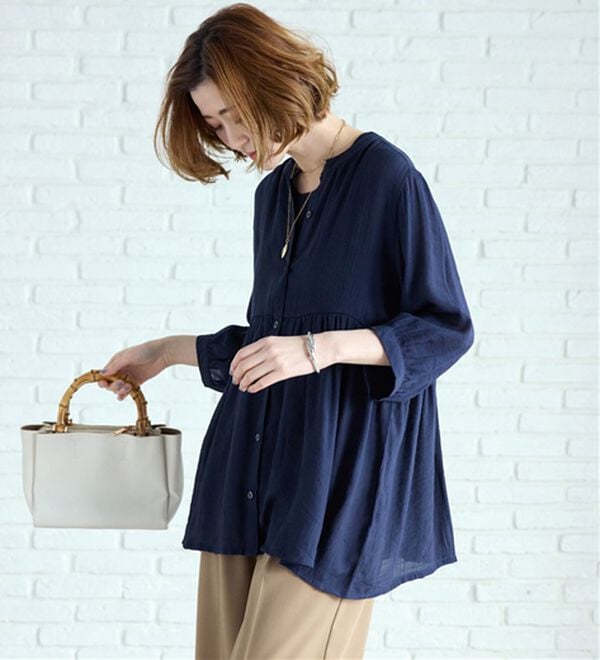 BELLUNA（ベルーナ）の「インナー付！スラブ素材ペプラムチュニック（チュニック）」｜詳細画像