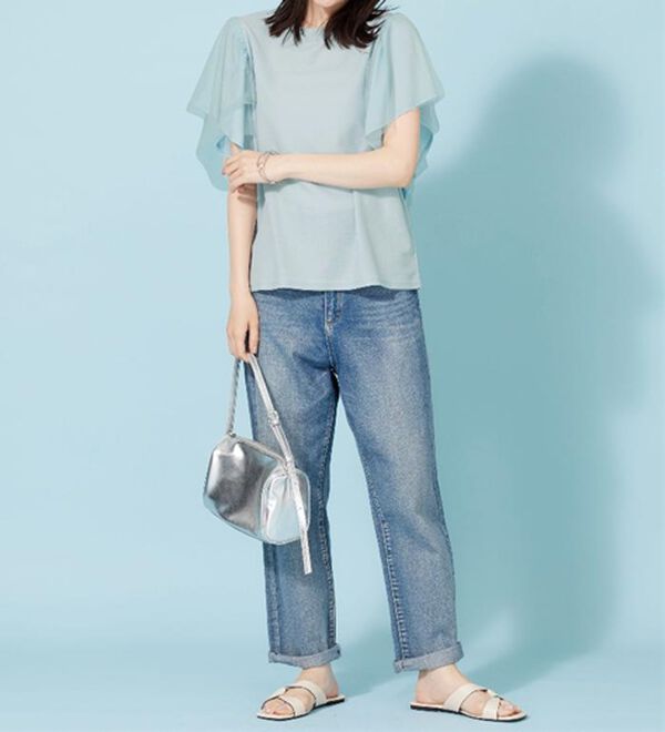 BELLUNA（ベルーナ）の「チュール使いフリル袖プルオーバー（カットソー）」｜詳細画像