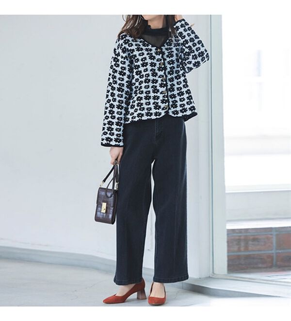 RANAN（ラナン）の「レトロフラワージャカードカーディガン（ニットカーディガン）」｜詳細画像