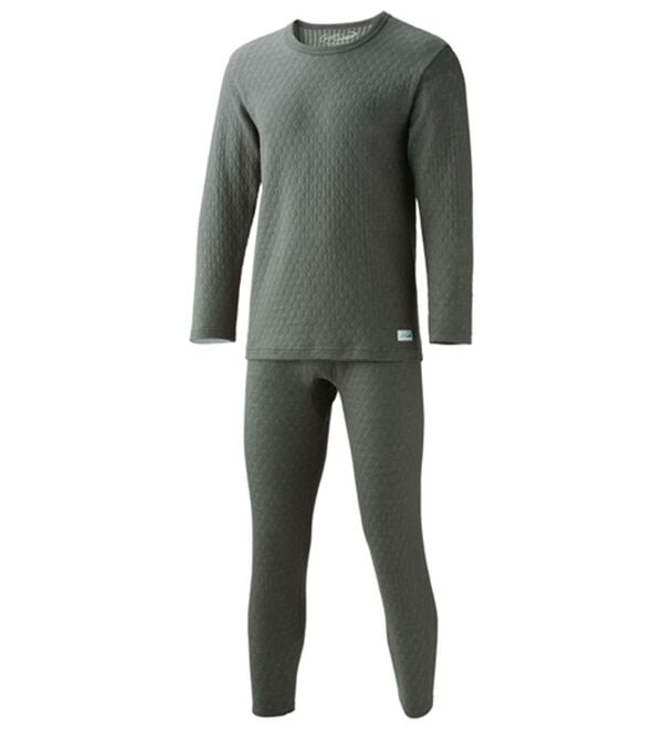 「≪ＴＶ限定★≫＜クロコダイル＞ウール入肌側綿１００％極温（Ｒ）キルトインナー上下（メンズ肌着・インナーウェア）」｜杢チャコール